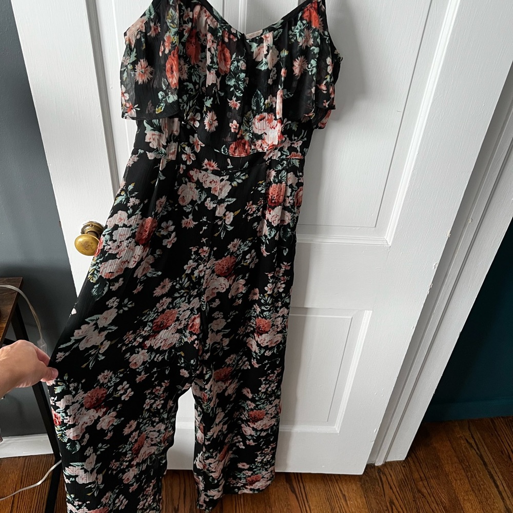 Black floral jumpsuit